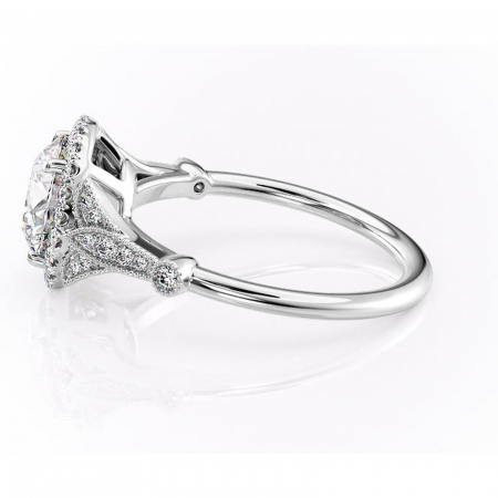 Inel de logodnă Citrina din aur Alb 14kt cu moissanite tăietură rotundă – Halo rafinată pentru profil mediu | Personalizează și configurează gratuit online [5]