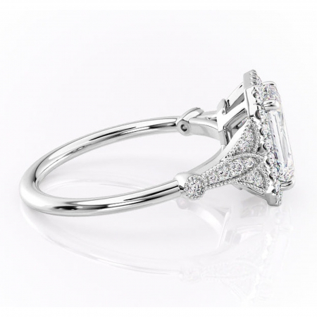 Inel de logodnă Citrina din aur Alb 14kt cu moissanite tăietură smarald – Halo rafinată pentru profil mediu | Personalizează și configurează gratuit online [1]