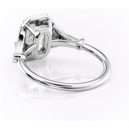 Inel de logodnă Citrina din aur Alb 14kt cu moissanite tăietură smarald – Halo rafinată pentru profil mediu | Personalizează și configurează gratuit online [3]