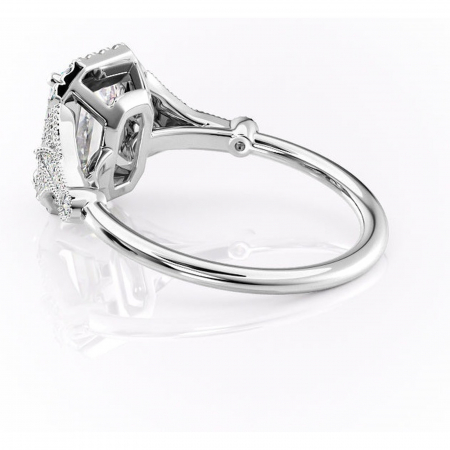 Inel de logodnă Citrina din aur Alb 14kt cu moissanite tăietură smarald – Halo rafinată pentru profil mediu | Personalizează și configurează gratuit online [4]