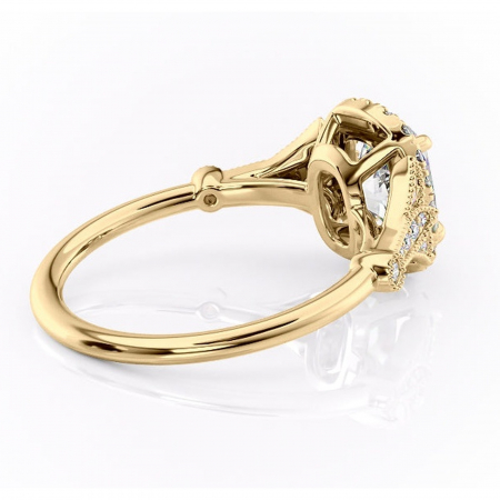 Inel de logodnă Citrina din aur Galben 14kt cu moissanite tăietură asscher – Halo rafinată pentru profil mediu | Personalizează și configurează gratuit online [2]