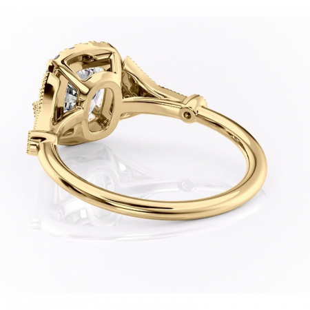 Inel de logodnă Citrina din aur Galben 14kt cu moissanite tăietură asscher – Halo rafinată pentru profil mediu | Personalizează și configurează gratuit online [3]