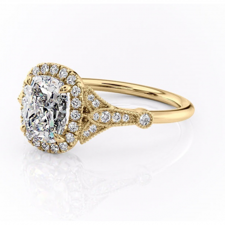 Inel de logodnă Citrina din aur Galben 14kt cu moissanite tăietură asscher – Halo rafinată pentru profil mediu | Personalizează și configurează gratuit online [6]