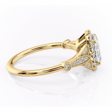 Inel de logodnă Citrina din aur Galben 14kt cu moissanite tăietură asscher – Halo rafinată pentru profil mediu | Personalizează și configurează gratuit online [1]