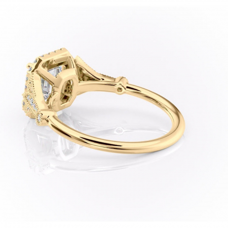 Inel de logodnă Citrina din aur Galben 18kt cu moissanite tăietură asscher – Halo rafinată pentru profil mediu | Personalizează și configurează gratuit online [4]