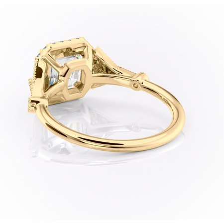 Inel de logodnă Citrina din aur Galben 18kt cu moissanite tăietură asscher – Halo rafinată pentru profil mediu | Personalizează și configurează gratuit online [3]