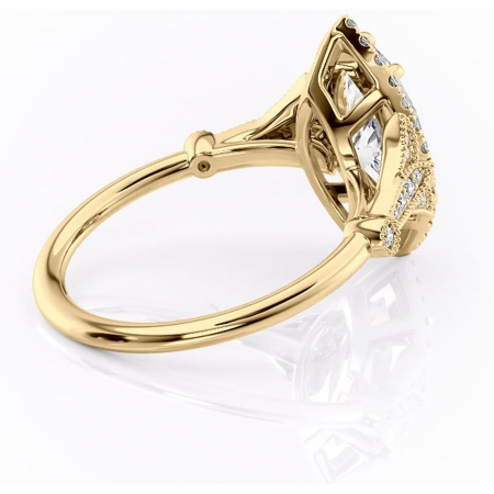 Inel de logodnă Citrina din aur Galben 18kt cu moissanite tăietură marquise – Halo rafinată pentru profil mediu | Personalizează și configurează gratuit online [2]
