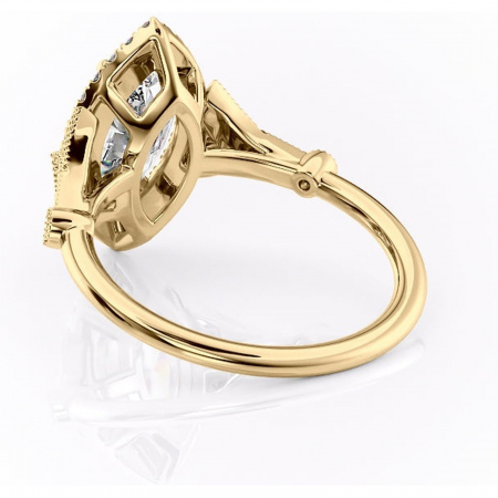Inel de logodnă Citrina din aur Galben 18kt cu moissanite tăietură marquise – Halo rafinată pentru profil mediu | Personalizează și configurează gratuit online [3]