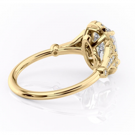 Inel de logodnă Citrina din aur Galben 18kt cu moissanite tăietură ovală – Halo rafinată pentru profil mediu | Personalizează și configurează gratuit online [2]