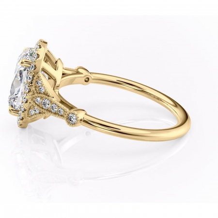 Inel de logodnă Citrina din aur Galben 18kt cu moissanite tăietură ovală – Halo rafinată pentru profil mediu | Personalizează și configurează gratuit online [5]