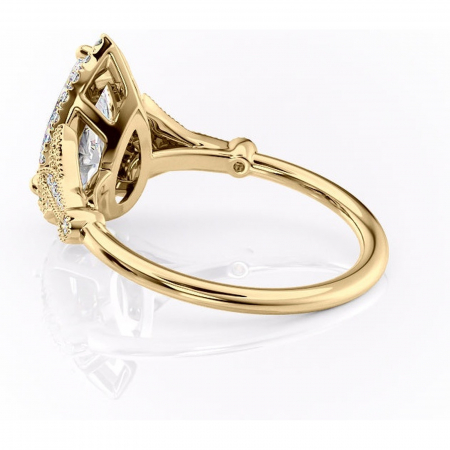 Inel de logodnă Citrina din aur Galben 18kt cu moissanite tăietură pară – Halo rafinată pentru profil mediu | Personalizează și configurează gratuit online [4]