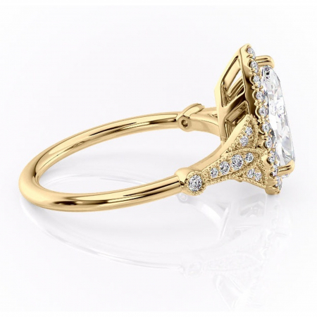 Inel de logodnă Citrina din aur Galben 18kt cu moissanite tăietură pară – Halo rafinată pentru profil mediu | Personalizează și configurează gratuit online [1]