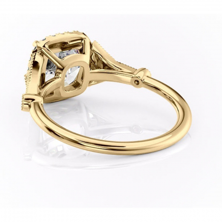 Inel de logodnă Citrina din aur Galben 14kt cu moissanite tăietură pernă – Halo rafinată pentru profil mediu | Personalizează și configurează gratuit online [3]
