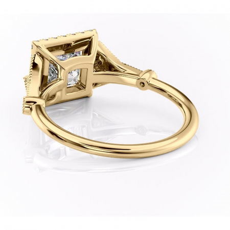 Inel de logodnă Citrina din aur Galben 18kt cu moissanite tăietură princess – Halo rafinată pentru profil mediu | Personalizează și configurează gratuit online [3]