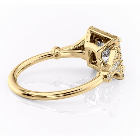 Inel de logodnă Citrina din aur Galben 18kt cu moissanite tăietură princess – Halo rafinată pentru profil mediu | Personalizează și configurează gratuit online [2]