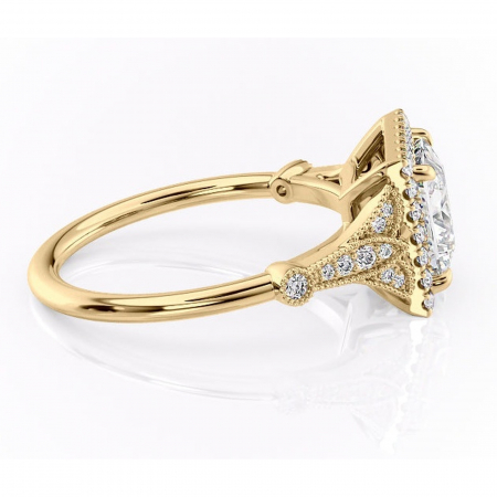 Inel de logodnă Citrina din aur Galben 18kt cu moissanite tăietură princess – Halo rafinată pentru profil mediu | Personalizează și configurează gratuit online [1]