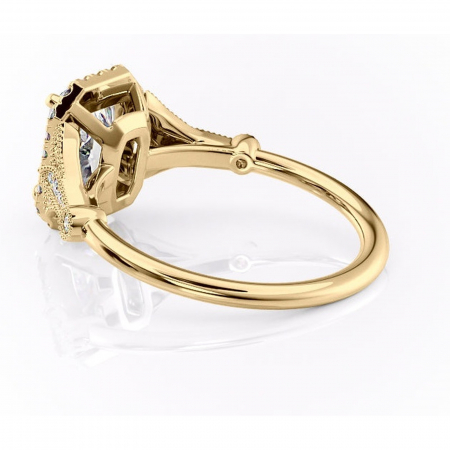Inel de logodnă Citrina din aur Galben 14kt cu moissanite tăietură radiantă – Halo rafinată pentru profil mediu | Personalizează și configurează gratuit online [4]