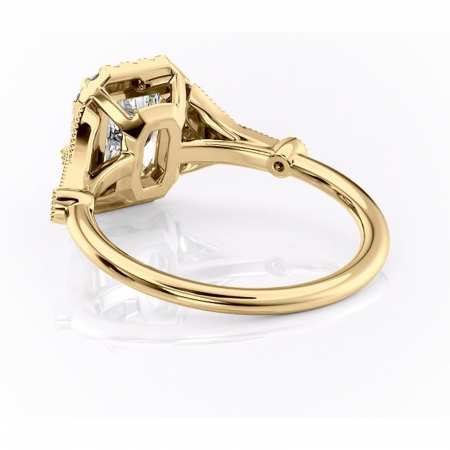Inel de logodnă Citrina din aur Galben 14kt cu moissanite tăietură radiantă – Halo rafinată pentru profil mediu | Personalizează și configurează gratuit online [3]