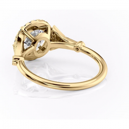 Inel de logodnă Citrina din aur Galben 14kt cu moissanite tăietură rotundă – Halo rafinată pentru profil mediu | Personalizează și configurează gratuit online [3]