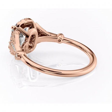 Inel de logodnă Citrina din aur Rose 14kt cu moissanite tăietură asscher – Halo rafinată pentru profil mediu | Personalizează și configurează gratuit online [4]