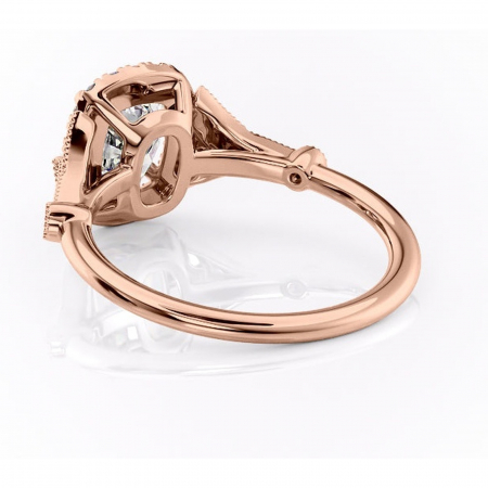 Inel de logodnă Citrina din aur Rose 14kt cu moissanite tăietură asscher – Halo rafinată pentru profil mediu | Personalizează și configurează gratuit online [3]