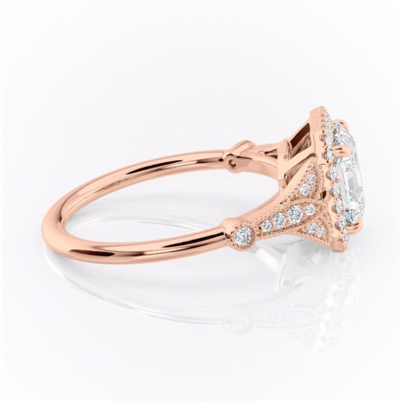 Inel de logodnă Citrina din aur Rose 18kt cu moissanite tăietură asscher – Halo rafinată pentru profil mediu | Personalizează și configurează gratuit online [1]