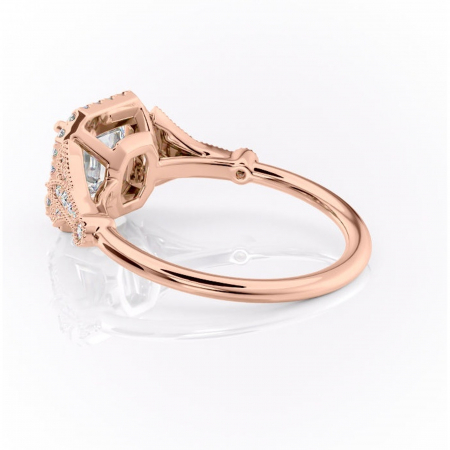 Inel de logodnă Citrina din aur Rose 18kt cu moissanite tăietură asscher – Halo rafinată pentru profil mediu | Personalizează și configurează gratuit online [4]