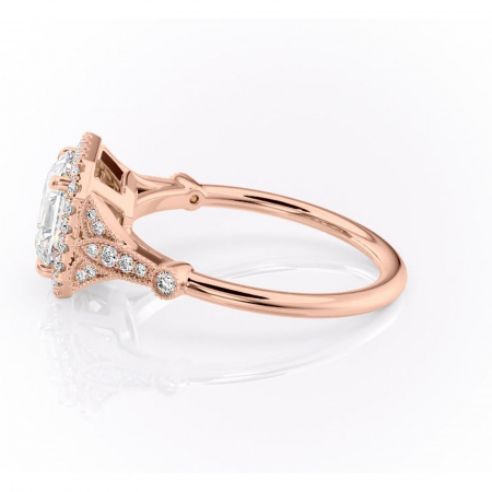 Inel de logodnă Citrina din aur Rose 18kt cu moissanite tăietură asscher – Halo rafinată pentru profil mediu | Personalizează și configurează gratuit online [5]