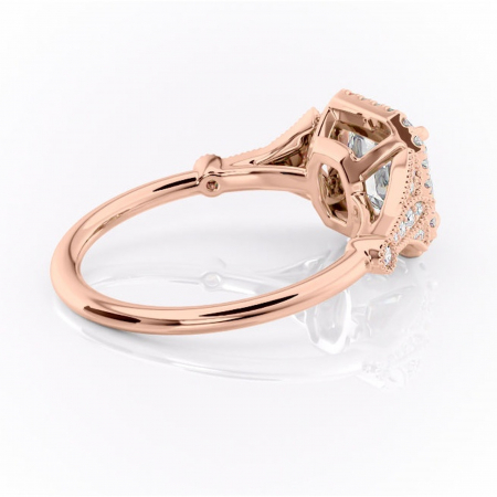 Inel de logodnă Citrina din aur Rose 18kt cu moissanite tăietură asscher – Halo rafinată pentru profil mediu | Personalizează și configurează gratuit online [2]