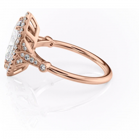Inel de logodnă Citrina din aur Rose 14kt cu moissanite tăietură marquise – Halo rafinată pentru profil mediu | Personalizează și configurează gratuit online [5]
