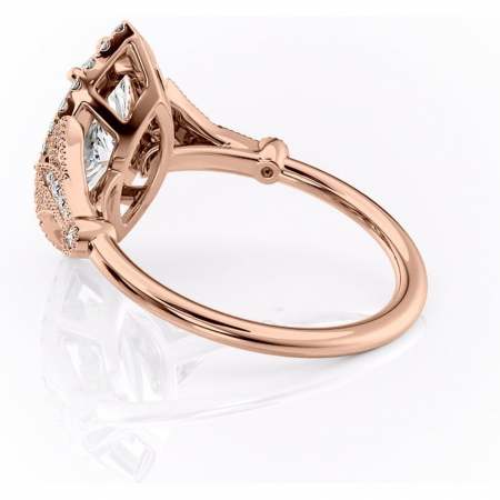 Inel de logodnă Citrina din aur Rose 14kt cu moissanite tăietură marquise – Halo rafinată pentru profil mediu | Personalizează și configurează gratuit online [4]
