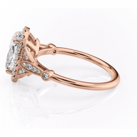 Inel de logodnă Citrina din aur Rose 14kt cu moissanite tăietură ovală – Halo rafinată pentru profil mediu | Personalizează și configurează gratuit online [5]