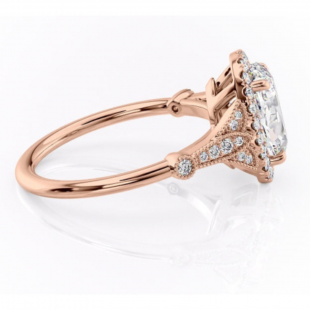 Inel de logodnă Citrina din aur Rose 14kt cu moissanite tăietură ovală – Halo rafinată pentru profil mediu | Personalizează și configurează gratuit online [1]