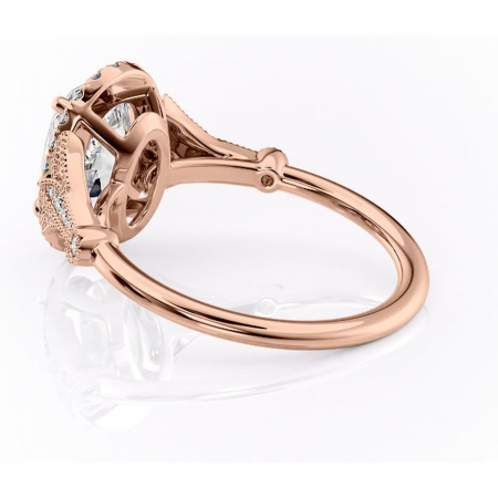 Inel de logodnă Citrina din aur Rose 14kt cu moissanite tăietură ovală – Halo rafinată pentru profil mediu | Personalizează și configurează gratuit online [4]