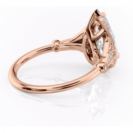 Inel de logodnă Citrina din aur Rose 14kt cu moissanite tăietură pară – Halo rafinată pentru profil mediu | Personalizează și configurează gratuit online [2]