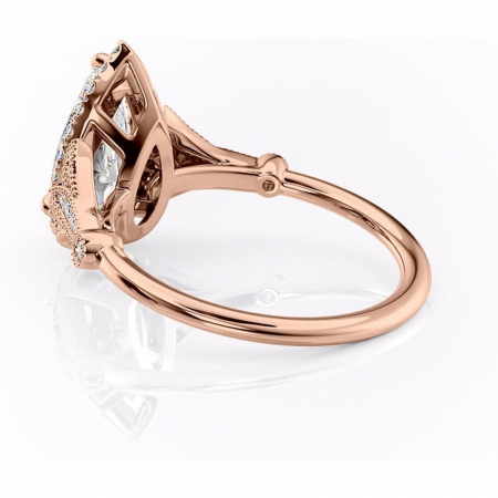 Inel de logodnă Citrina din aur Rose 14kt cu moissanite tăietură pară – Halo rafinată pentru profil mediu | Personalizează și configurează gratuit online [4]