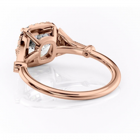 Inel de logodnă Citrina din aur Rose 18kt cu moissanite tăietură pernă – Halo rafinată pentru profil mediu | Personalizează și configurează gratuit online [3]