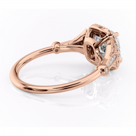 Inel de logodnă Citrina din aur Rose 18kt cu moissanite tăietură pernă – Halo rafinată pentru profil mediu | Personalizează și configurează gratuit online [2]