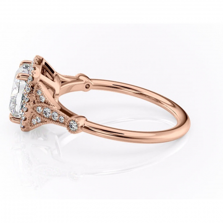 Inel de logodnă Citrina din aur Rose 18kt cu moissanite tăietură pernă – Halo rafinată pentru profil mediu | Personalizează și configurează gratuit online [5]
