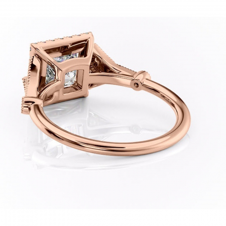 Inel de logodnă Citrina din aur Rose 14kt cu moissanite tăietură princess – Halo rafinată pentru profil mediu | Personalizează și configurează gratuit online [3]