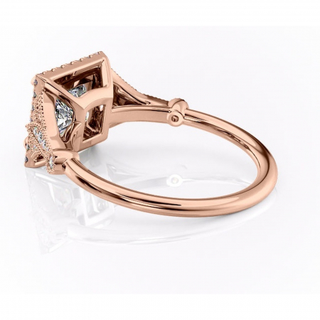 Inel de logodnă Citrina din aur Rose 14kt cu moissanite tăietură princess – Halo rafinată pentru profil mediu | Personalizează și configurează gratuit online [4]