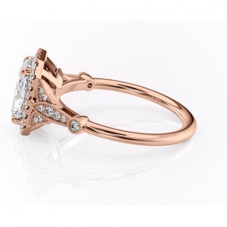 Inel de logodnă Citrina din aur Rose 14kt cu moissanite tăietură radiantă – Halo rafinată pentru profil mediu | Personalizează și configurează gratuit online [5]