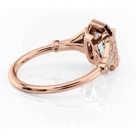 Inel de logodnă Citrina din aur Rose 14kt cu moissanite tăietură radiantă – Halo rafinată pentru profil mediu | Personalizează și configurează gratuit online [2]