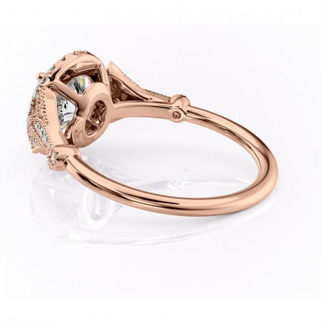 Inel de logodnă Citrina din aur Rose 14kt cu moissanite tăietură rotundă – Halo rafinată pentru profil mediu | Personalizează și configurează gratuit online [4]