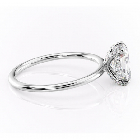 Inel de logodnă Clarabelle din aur Alb 14kt cu moissanite tăietură pernă – Solitar rafinată pentru profil înalt | Personalizează și configurează gratuit online [1]