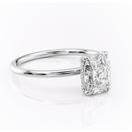 Pernă alungită - Inel de logodnă Clarabelle din aur Alb 14kt cu moissanite tăietură pernă – Solitar rafinată pentru profil înalt | Personalizează și configurează gratuit online