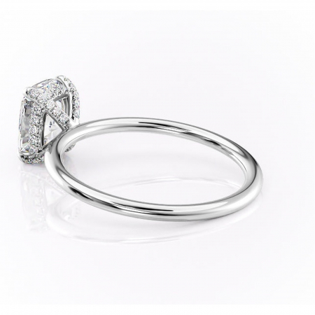 Inel de logodnă Clarabelle din aur Alb 14kt cu moissanite tăietură pernă – Solitar rafinată pentru profil înalt | Personalizează și configurează gratuit online [4]