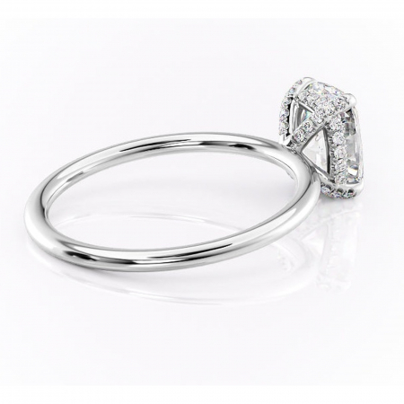 Inel de logodnă Clarabelle din aur Alb 14kt cu moissanite tăietură pernă – Solitar rafinată pentru profil înalt | Personalizează și configurează gratuit online [2]