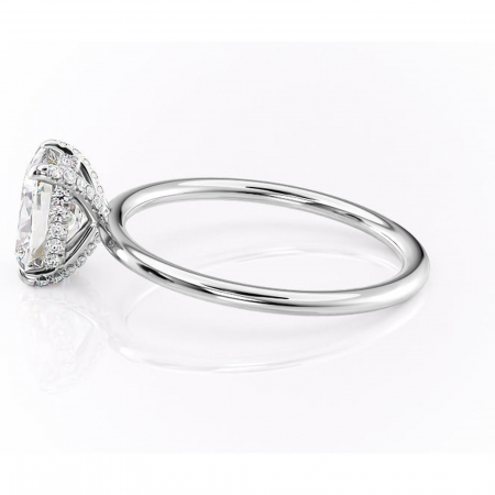 Inel de logodnă Clarabelle din aur Alb 14kt cu moissanite tăietură pernă – Solitar rafinată pentru profil înalt | Personalizează și configurează gratuit online [5]