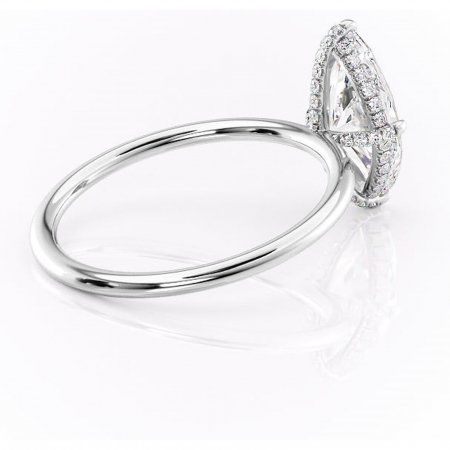 Inel de logodnă Clarabelle din aur Alb 14kt cu moissanite tăietură marquise – Solitar rafinată pentru profil înalt | Personalizează și configurează gratuit online [2]